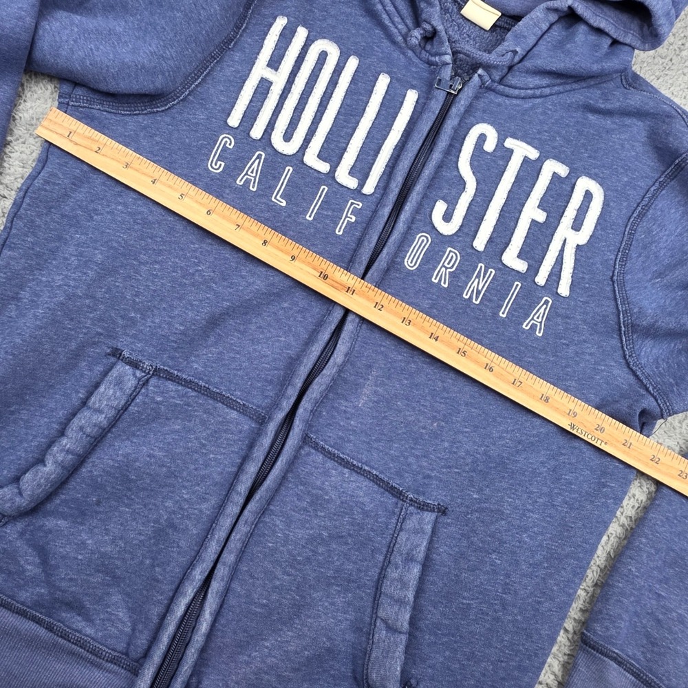 Hollister California Mens Large Blue Full Zip Hoodie Embroidered Logo Fleece - Picture 4 of 7